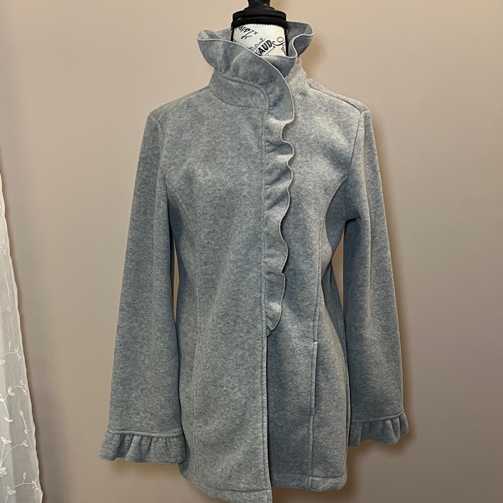 Women's Gray Ruffle Jacket